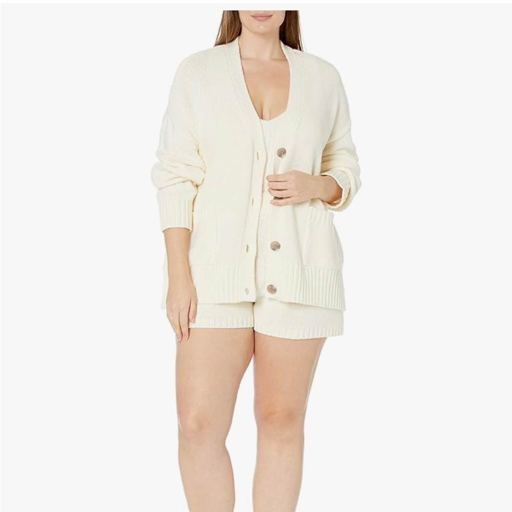 The Drop Women’s Cream Button-Front Cardigan Sweater